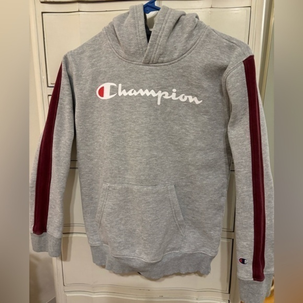 Champion Gray hoodie, sweatshirt, size large
